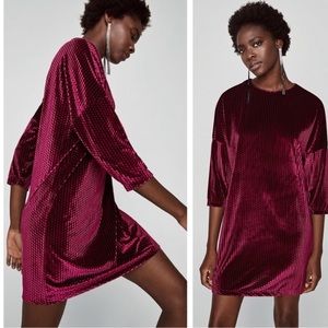 Zara | Velvet Diamond Pattern Tunic Dress Size S
